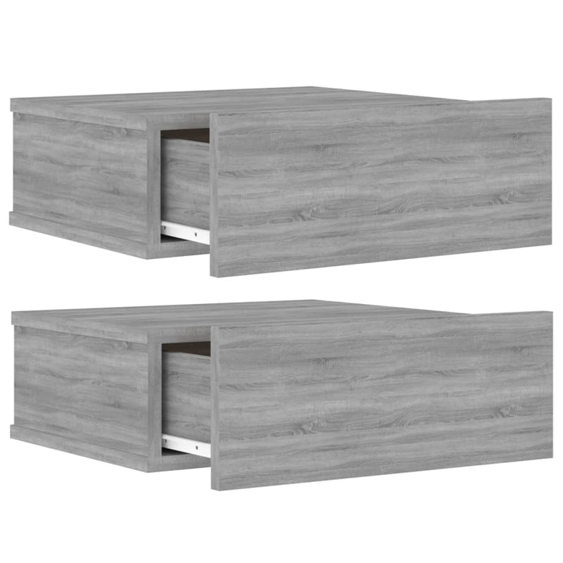 vidaXL 2 db szürke-sonoma szerelt fa függő éjjeliszekrény 40x30x15 cm