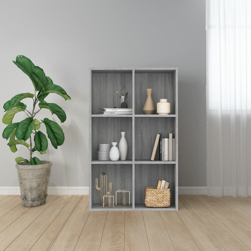 vidaXL szürke sonoma szerelt fa könyv-/tálalószekrény 66 x 30 x 98 cm