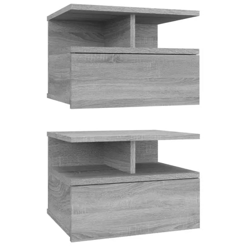 vidaXL 2 db szürke sonoma szerelt fa fali éjjeliszekrény 40x31x27 cm