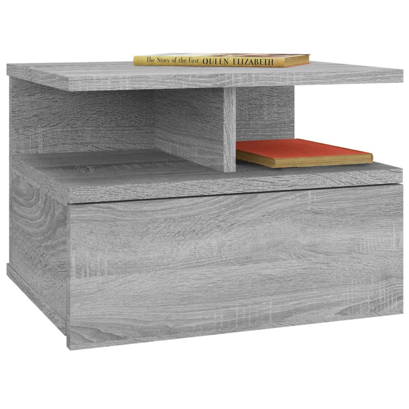 vidaXL 2 db szürke sonoma szerelt fa fali éjjeliszekrény 40x31x27 cm