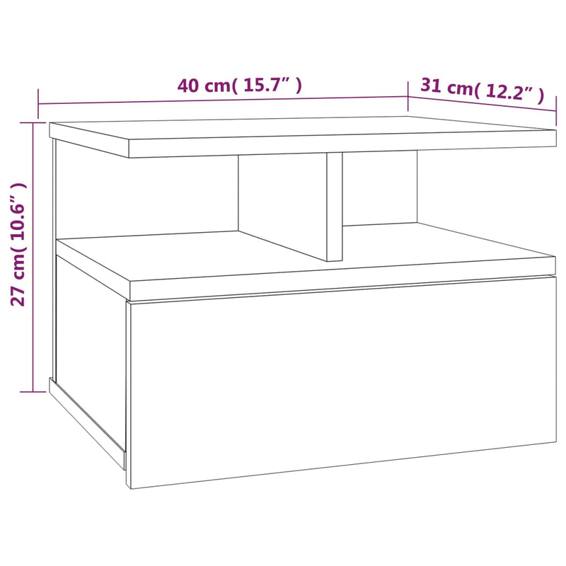 vidaXL 2 db szürke sonoma szerelt fa fali éjjeliszekrény 40x31x27 cm