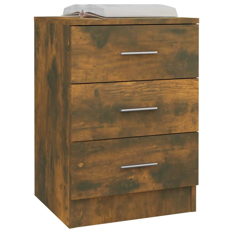 vidaXL 2 db füstös tölgy színű szerelt fa éjjeliszekrény 38x35x56 cm