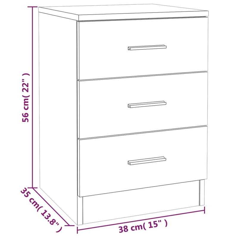vidaXL 2 db füstös tölgy színű szerelt fa éjjeliszekrény 38x35x56 cm