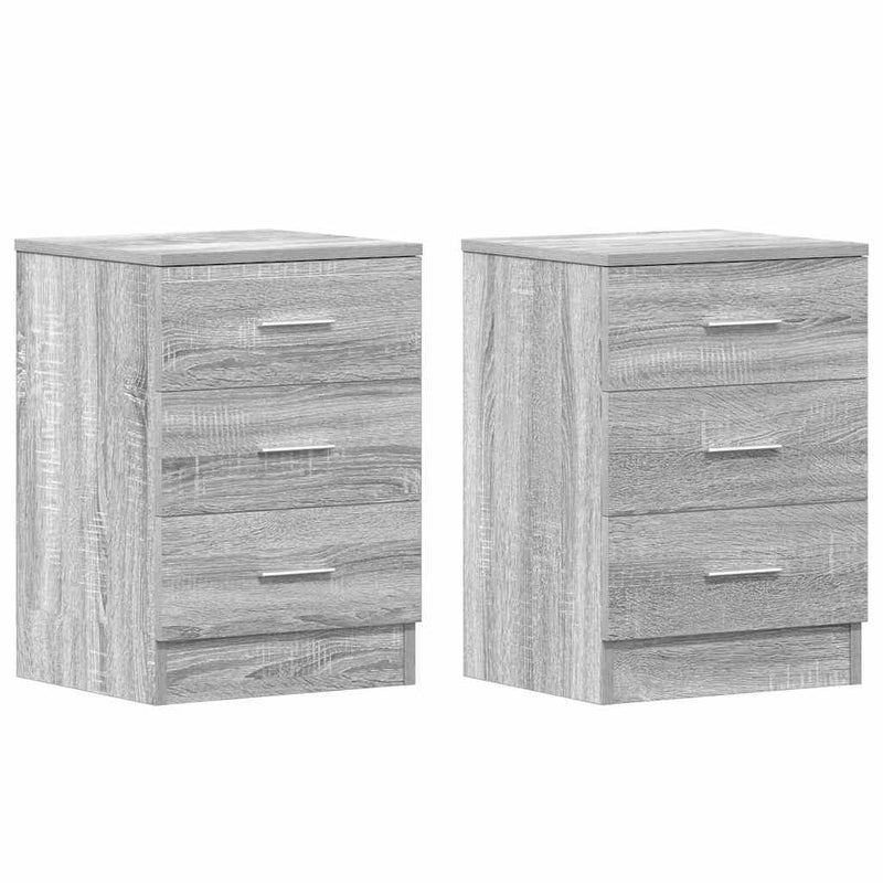 vidaXL 2 db szürke sonoma színű szerelt fa éjjeliszekrény 38x35x56 cm
