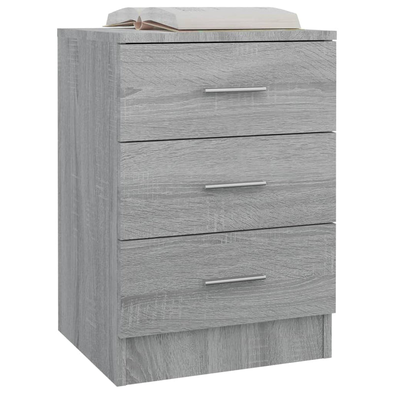 vidaXL 2 db szürke sonoma színű szerelt fa éjjeliszekrény 38x35x56 cm