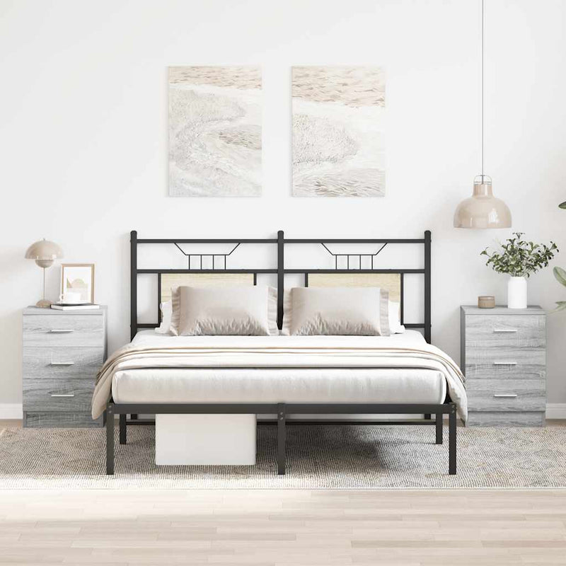 vidaXL 2 db szürke sonoma színű szerelt fa éjjeliszekrény 38x35x56 cm