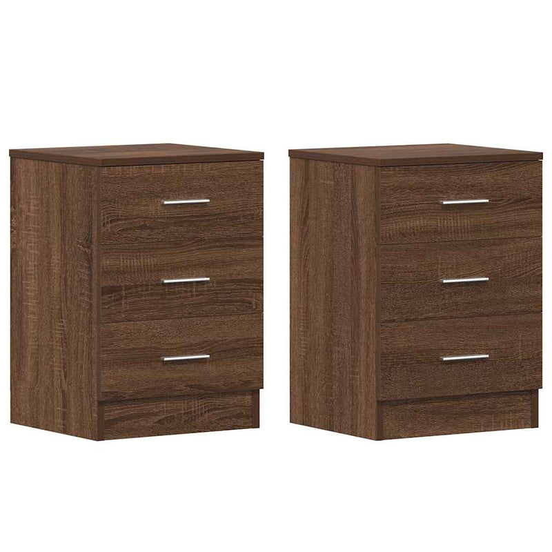 vidaXL 2 db barna tölgy színű szerelt fa éjjeliszekrény 38x35x56 cm