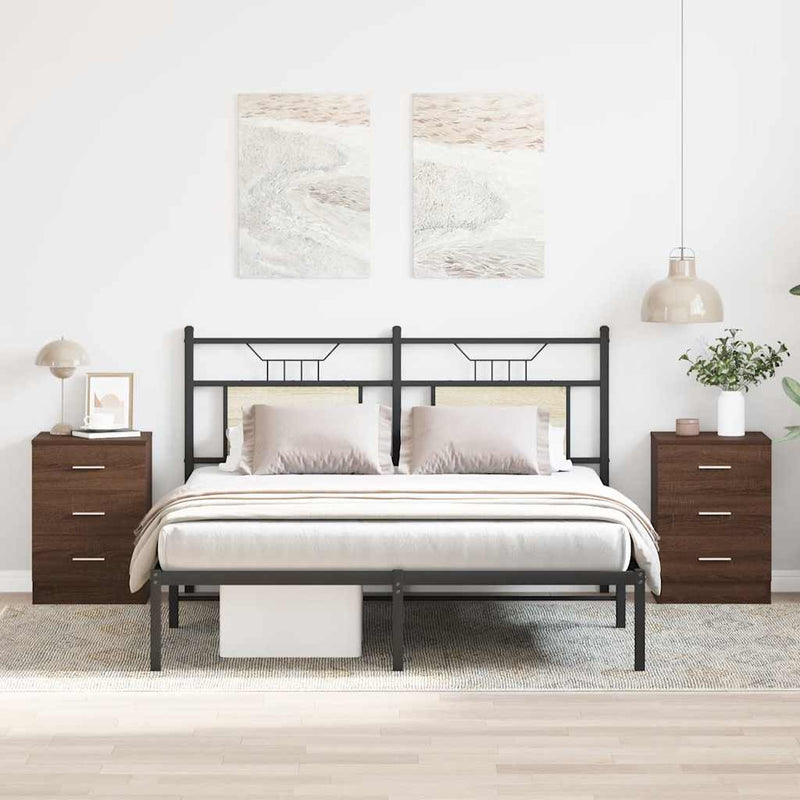 vidaXL 2 db barna tölgy színű szerelt fa éjjeliszekrény 38x35x56 cm