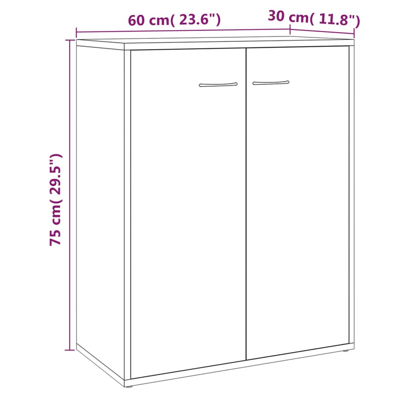 vidaXL szürke sonoma színű szerelt fa tálalószekrény 60 x 30 x 75 cm