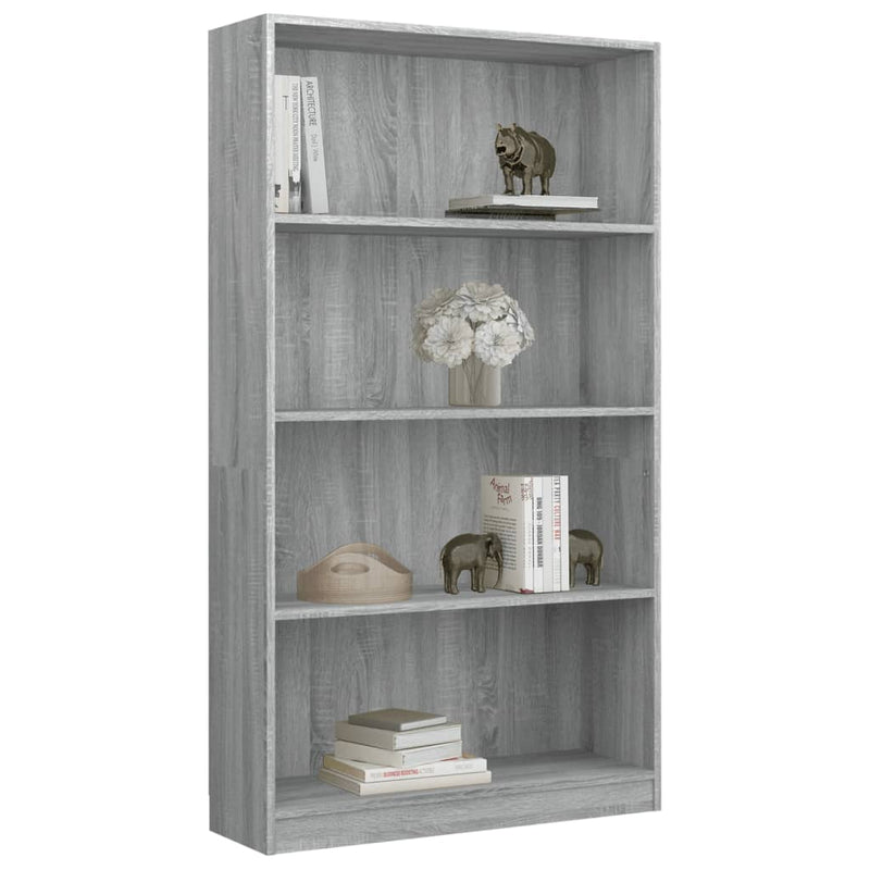 vidaXL 4 szintes szürke sonoma szerelt fa könyvszekrény 80x24x142 cm