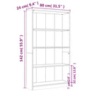 vidaXL 4 szintes szürke sonoma szerelt fa könyvszekrény 80x24x142 cm