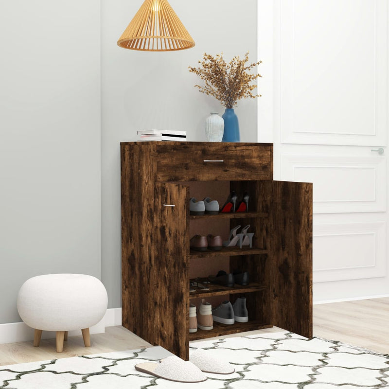 vidaXL füstös tölgy színű szerelt fa cipősszekrény 60 x 35 x 84 cm
