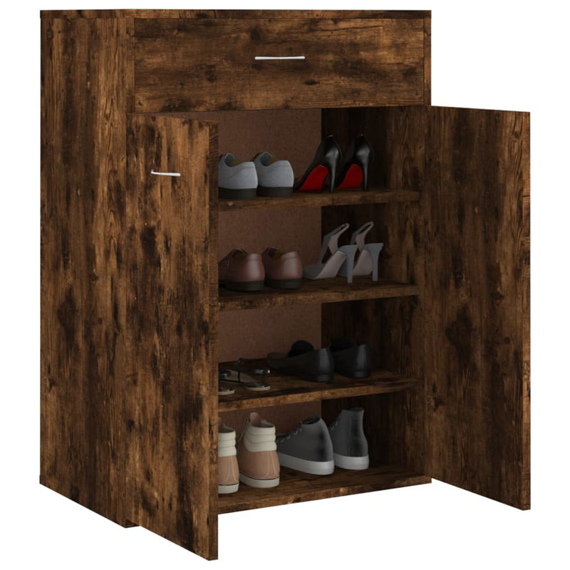 vidaXL füstös tölgy színű szerelt fa cipősszekrény 60 x 35 x 84 cm