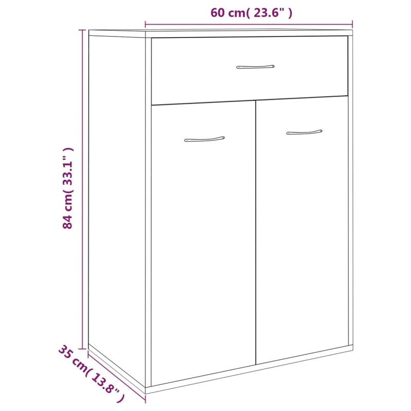 vidaXL füstös tölgy színű szerelt fa cipősszekrény 60 x 35 x 84 cm