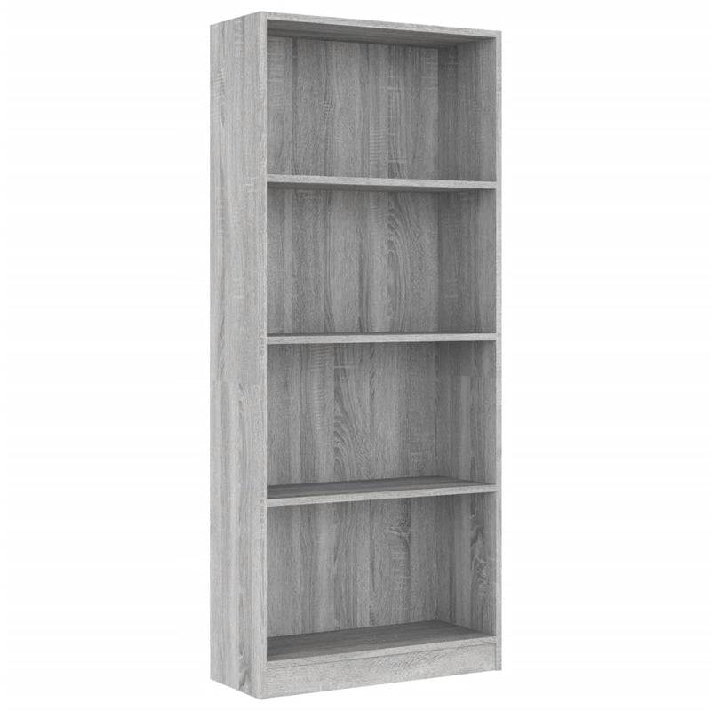vidaXL 4 szintes szürke sonoma szerelt fa könyvszekrény 60x24x142 cm