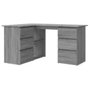vidaXL szürke sonoma színű szerelt fa sarokíróasztal 145 x 100 x 76 cm