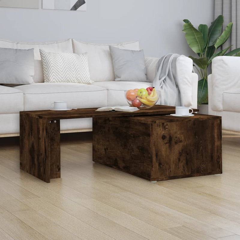 vidaXL füstös tölgy színű fatermék dohányzóasztal 150x50x35 cm