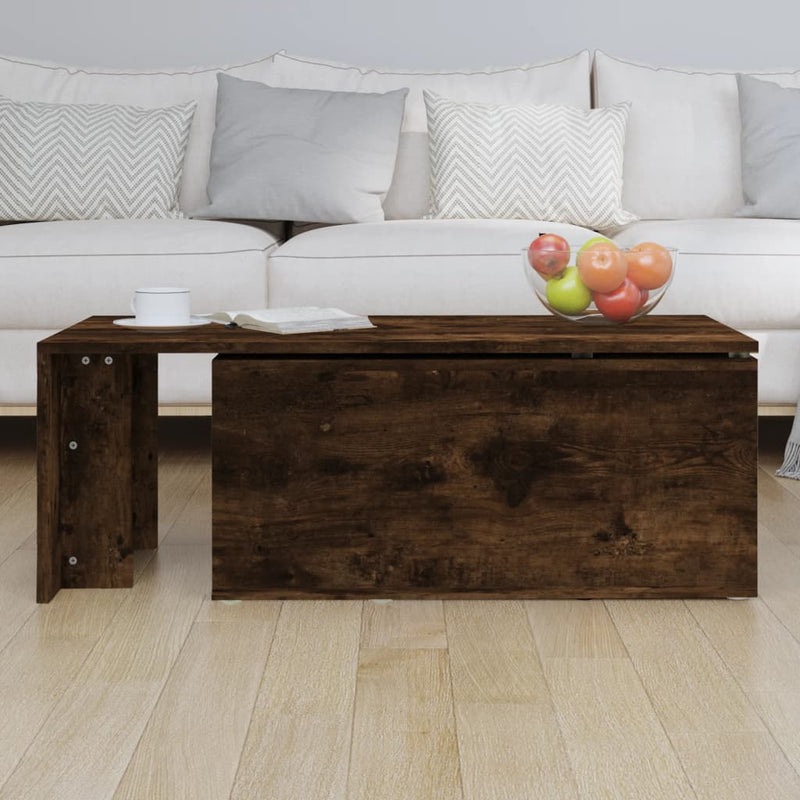 vidaXL füstös tölgy színű fatermék dohányzóasztal 150x50x35 cm