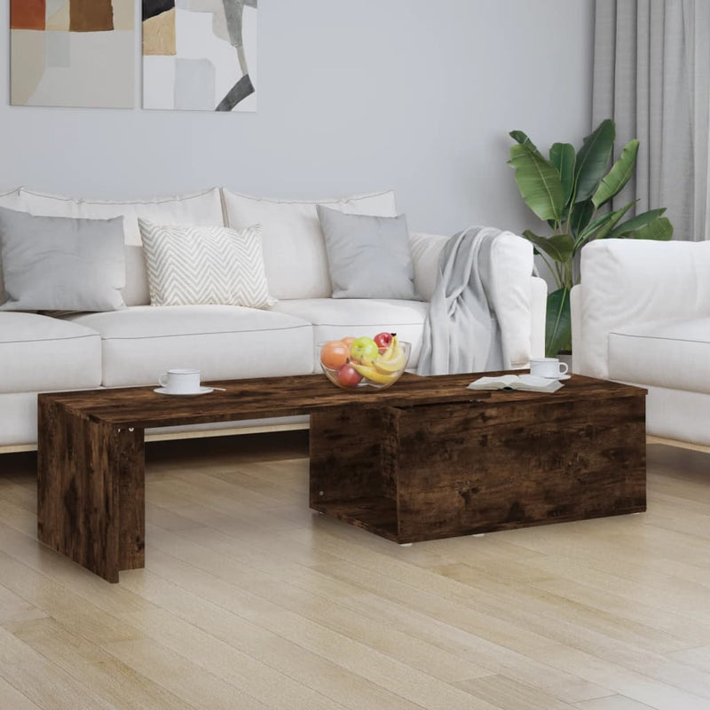 vidaXL füstös tölgy színű fatermék dohányzóasztal 150x50x35 cm