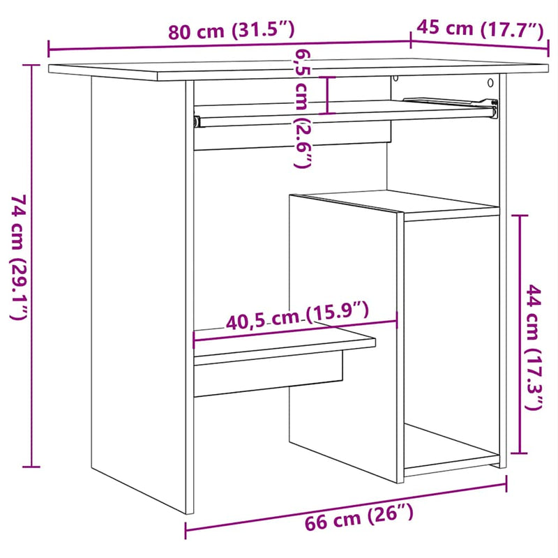 vidaXL szürke sonoma színű szerelt fa íróasztal 80 x 45 x 74 cm