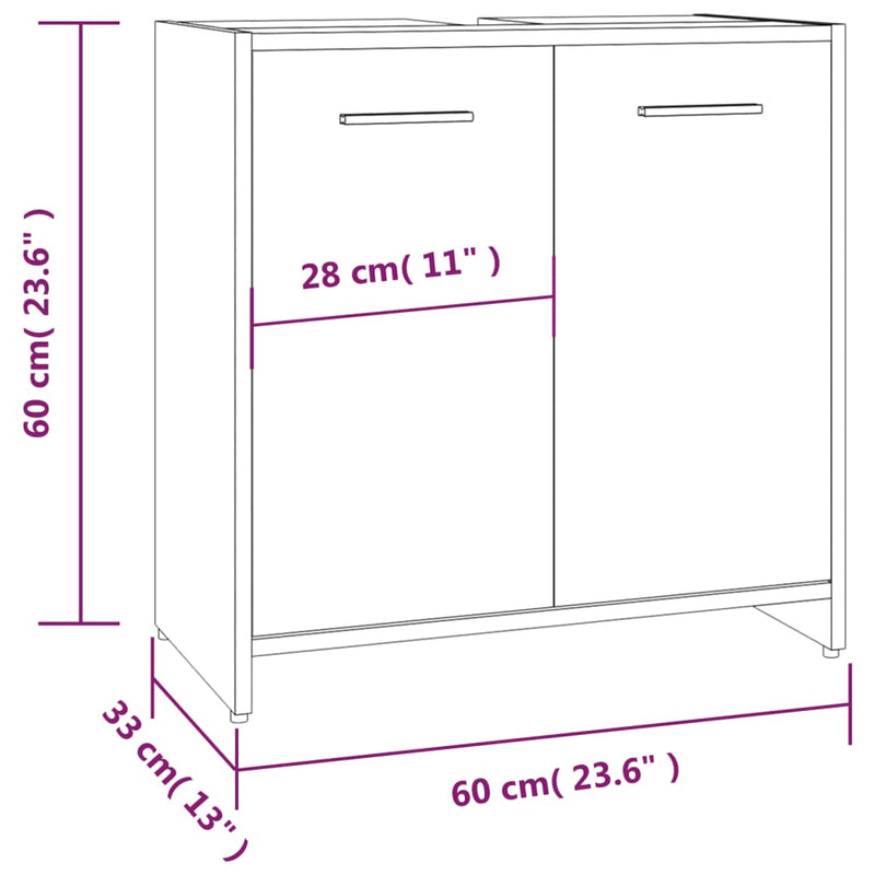 vidaXL barna tölgy színű szerelt fa fürdőszobaszekrény 60x33x60 cm