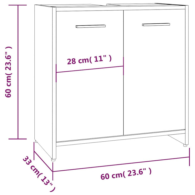 vidaXL barna tölgy színű szerelt fa fürdőszobaszekrény 60x33x60 cm