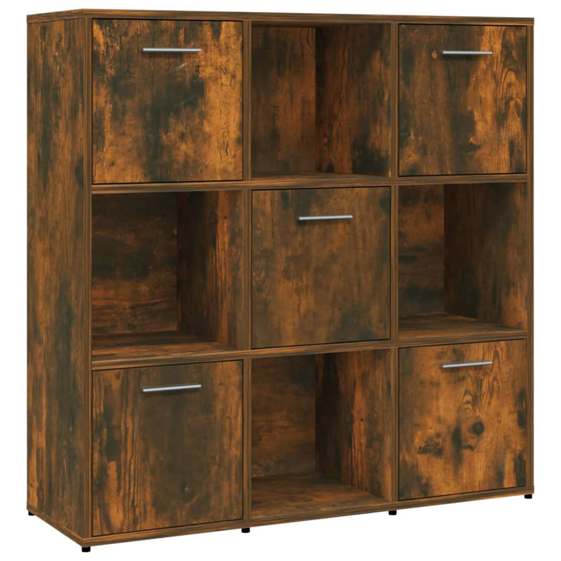 vidaXL füstös tölgyszínű szerelt fa könyvszekrény 90 x 30 x 90 cm