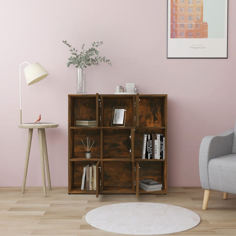 vidaXL füstös tölgyszínű szerelt fa könyvszekrény 90 x 30 x 90 cm