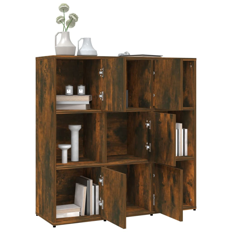 vidaXL füstös tölgyszínű szerelt fa könyvszekrény 90 x 30 x 90 cm