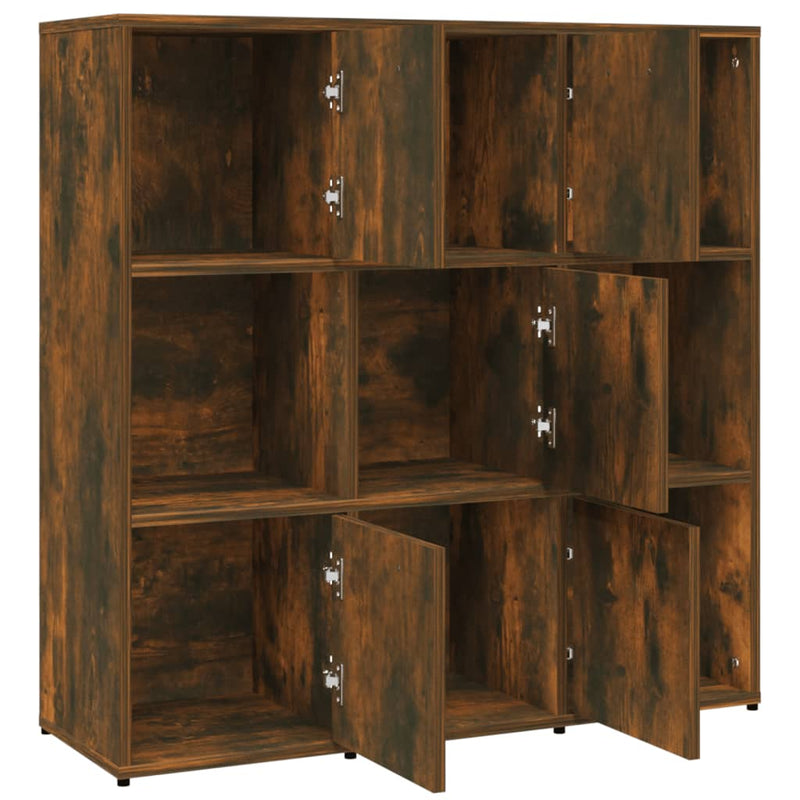 vidaXL füstös tölgyszínű szerelt fa könyvszekrény 90 x 30 x 90 cm
