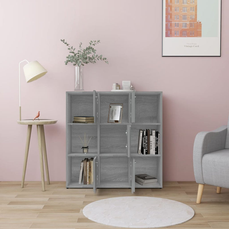 vidaXL szürke sonoma színű szerelt fa könyvszekrény 90 x 30 x 90 cm