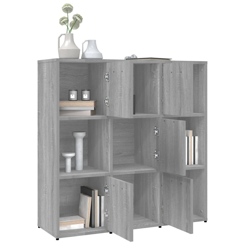vidaXL szürke sonoma színű szerelt fa könyvszekrény 90 x 30 x 90 cm