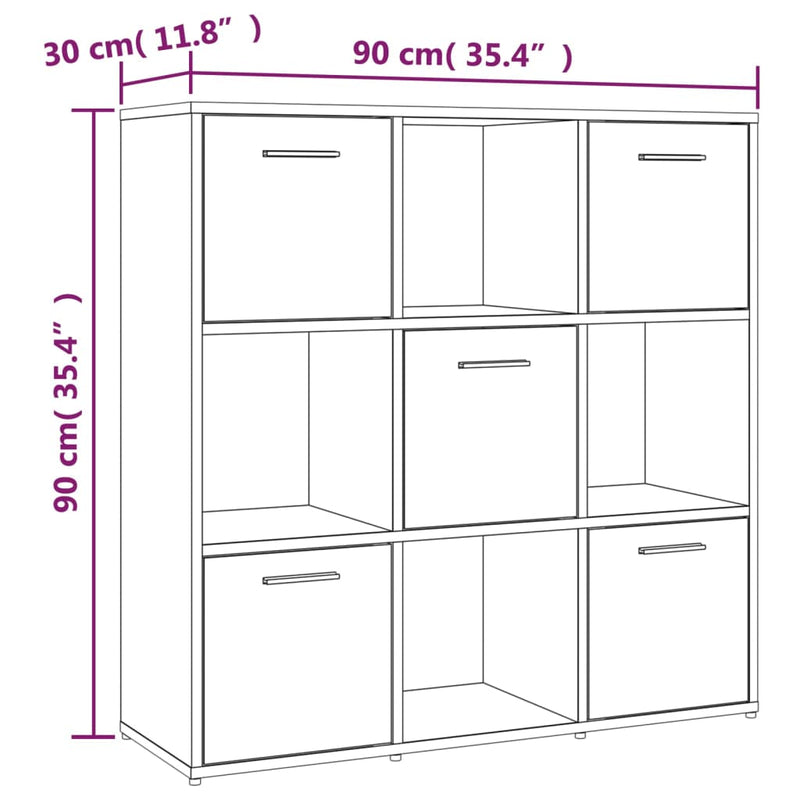 vidaXL barna tölgyszínű szerelt fa könyvszekrény 90 x 30 x 90 cm