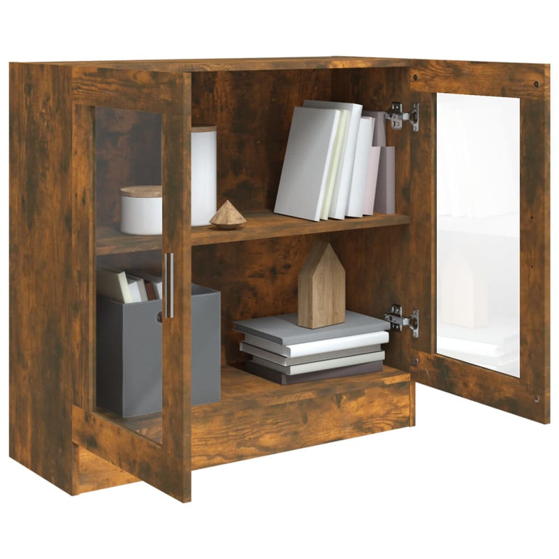 vidaXL füstös tölgy színű szerelt fa vitrinszekrény 82,5x30,5x80 cm