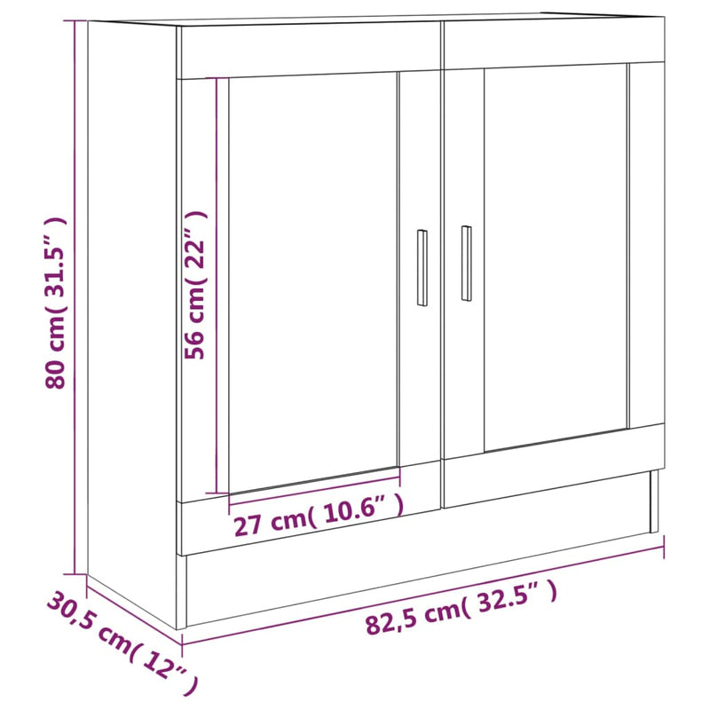 vidaXL füstös tölgy színű szerelt fa vitrinszekrény 82,5x30,5x80 cm