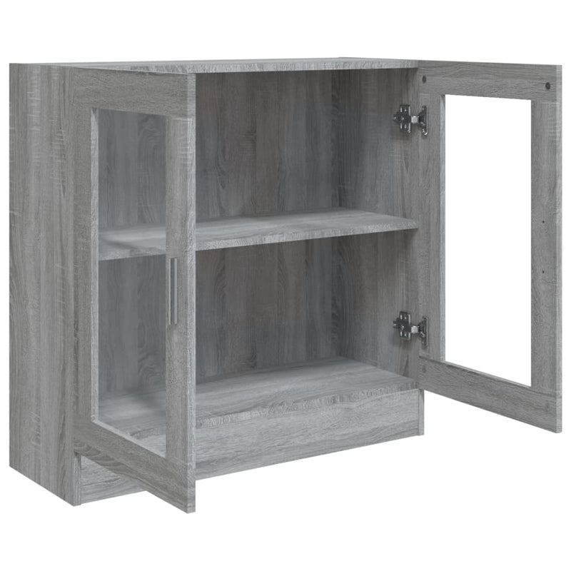 vidaXL szürke sonoma színű szerelt fa vitrinszekrény 82,5x30,5x80 cm