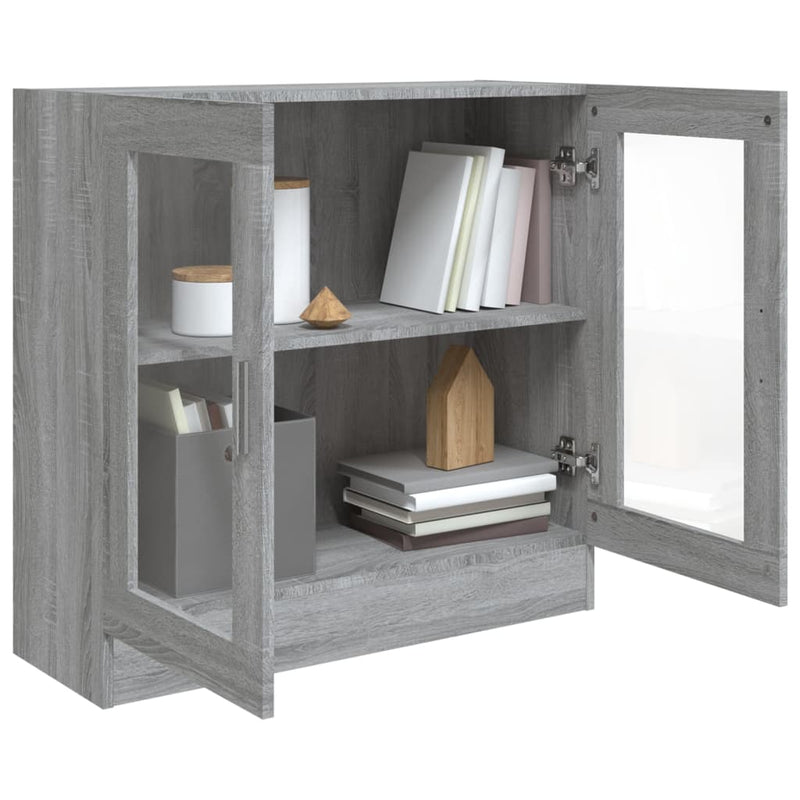 vidaXL szürke sonoma színű szerelt fa vitrinszekrény 82,5x30,5x80 cm