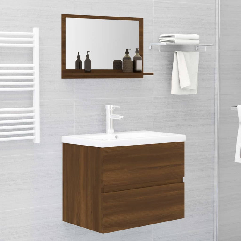 vidaXL barna tölgy színű szerelt fa fürdőszobatükör 60x10,5x37 cm