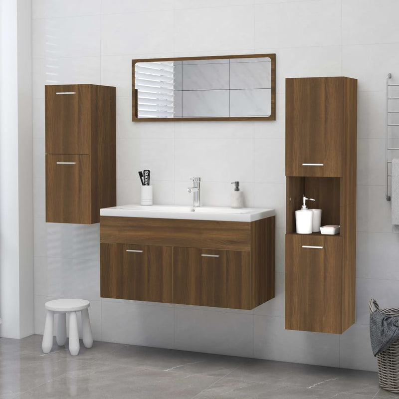 vidaXL barna tölgyszínű szerelt fa fürdőszobaszekrény 30x30x130 cm