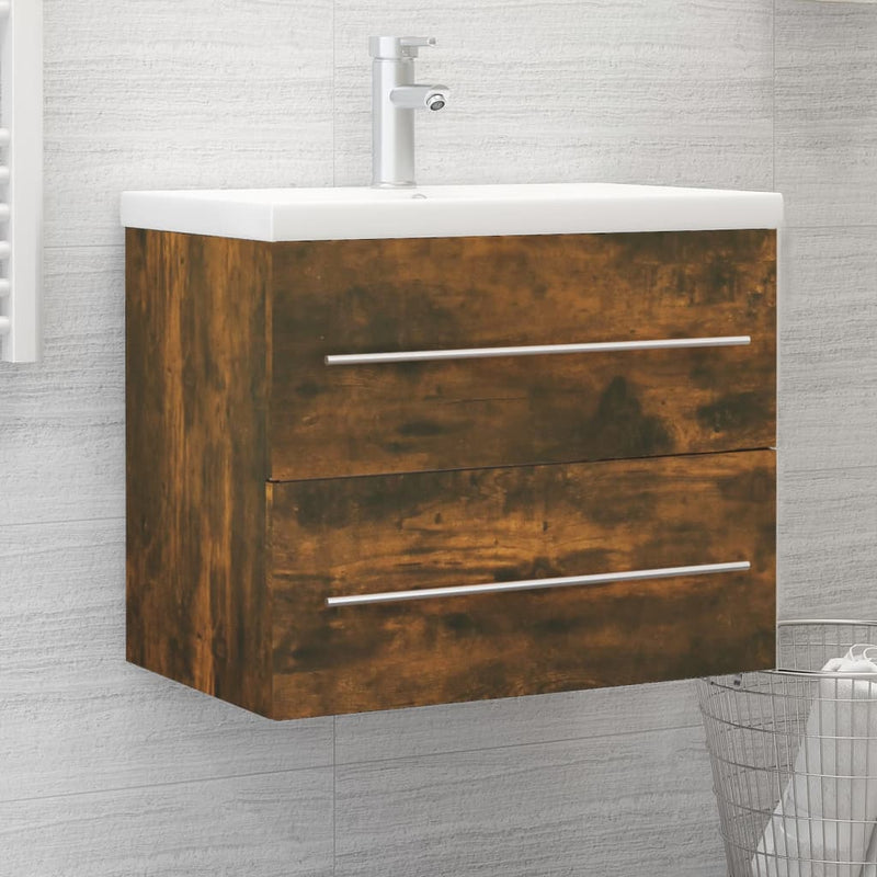 vidaXL füstös tölgy színű szerelt fa mosdószekrény 60 x 38,5 x 48 cm