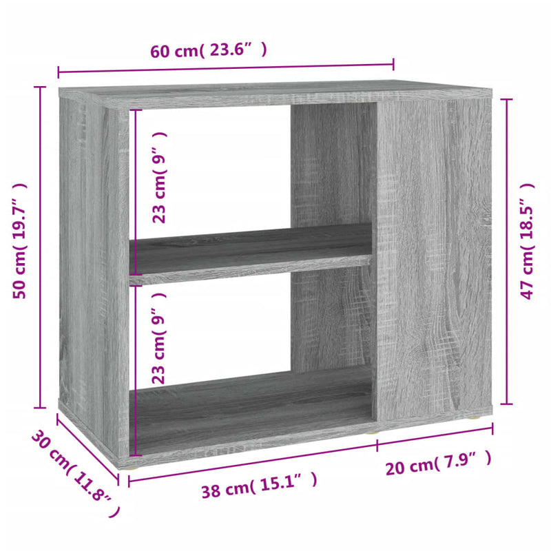 vidaXL szürke sonoma színű szerelt fa kisszekrény 60 x 30 x 50 cm