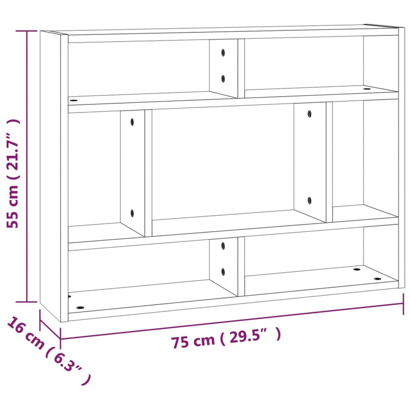 vidaXL barna tölgy színű szerelt fa fali polc 75 x 16 x 55 cm