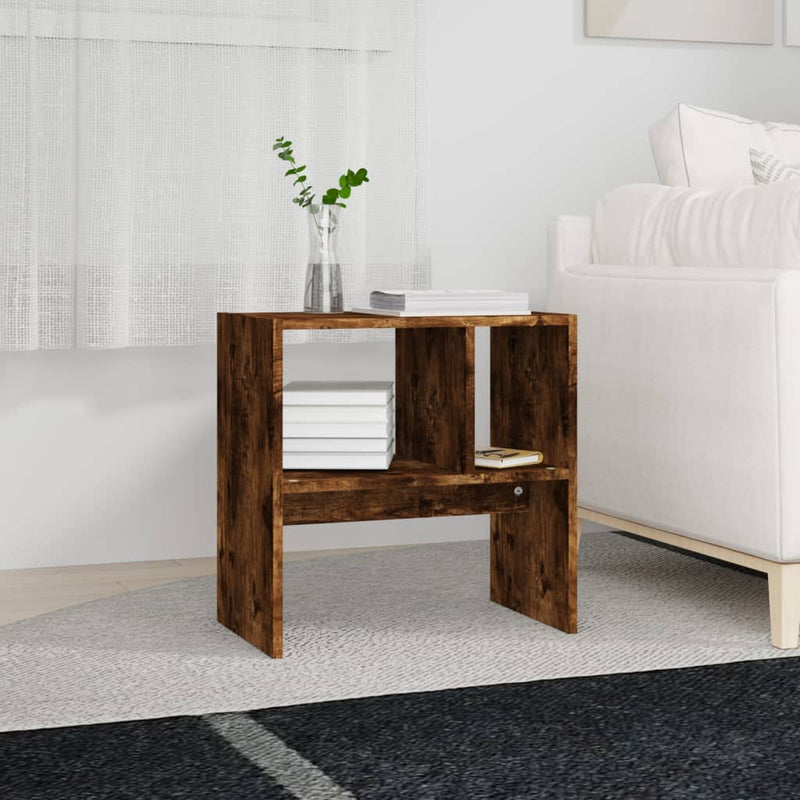 vidaXL füstös tölgy színű szerelt fa kisasztal 50x30x50 cm