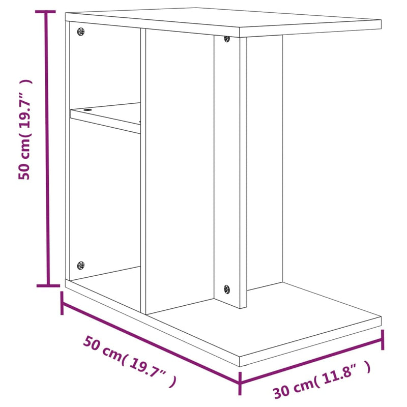 vidaXL szürke sonoma színű szerelt fa kisasztal 50x30x50 cm
