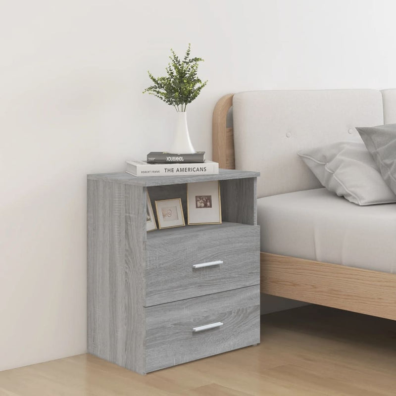 vidaXL 2 db szürke sonoma színű éjjeliszekrény 50x32x60 cm