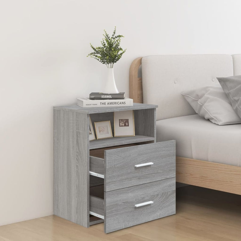 vidaXL 2 db szürke sonoma színű éjjeliszekrény 50x32x60 cm
