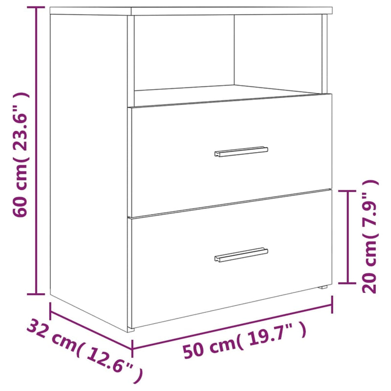 vidaXL 2 db szürke sonoma színű éjjeliszekrény 50x32x60 cm