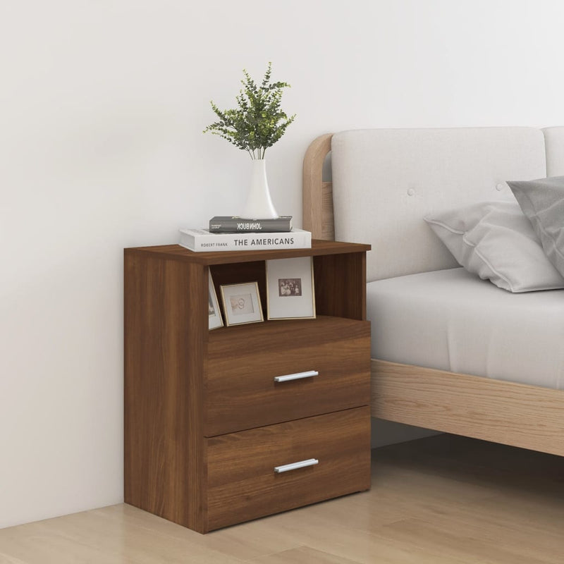 vidaXL 2 db barna tölgy színű éjjeliszekrény 50x32x60 cm