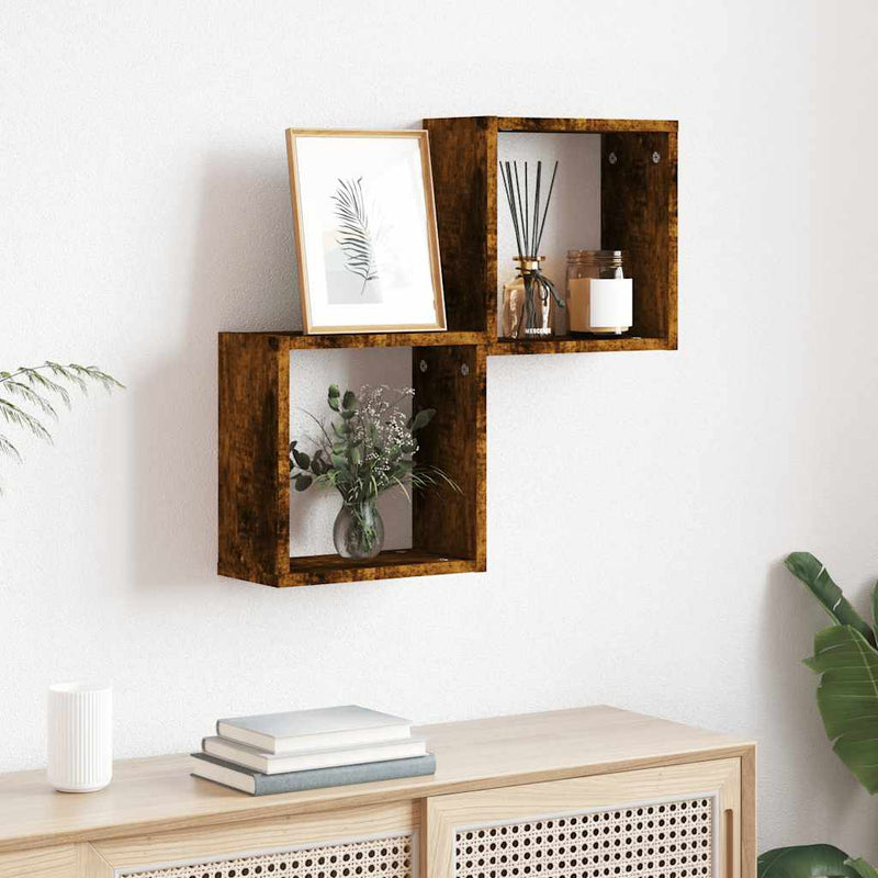 vidaXL 2 db füstös tölgy színű fali kockapolc 30 x 15 x 30 cm