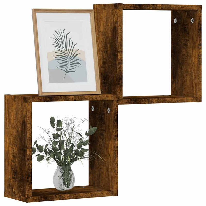 vidaXL 2 db füstös tölgy színű fali kockapolc 30 x 15 x 30 cm